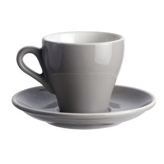 90 ml Glazed Coffee Cup and Matching Dish Set, Ideal for Enjoying a Perfectly Brewed Espresso or Turkish Coffee, Grey color