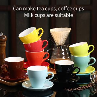A 90 ml glass coffee cup with a saucer.