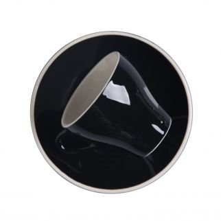 90 ml Glazed Coffee Cup and Matching Dish Set, Ideal for Enjoying a Perfectly Brewed Espresso or Turkish Coffee, Black color