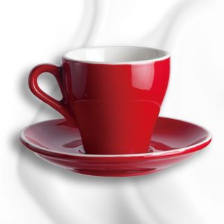 A 90 ml glass coffee cup with a saucer.