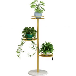 Marble Flower Shelf: Multi-Layer Indoor Floor-to-Ceiling Balcony Decoration Shelf, Wrought Iron Living Room Simple Flower Pot Hanger, Green Radish Design