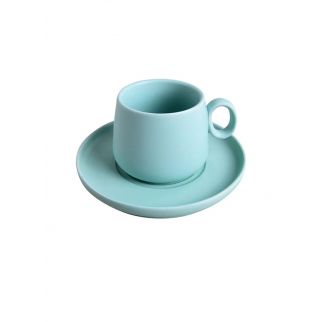 Big Belly Cup and Plate Set, 250ml, perfect for enjoying beverages and snacks in style, Green Color