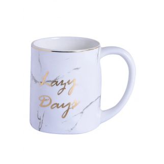 Marble-Inspired Cup in Black and Gold: Elevate your drinking experience with this stylish black and gold marble-patterned cup, white color