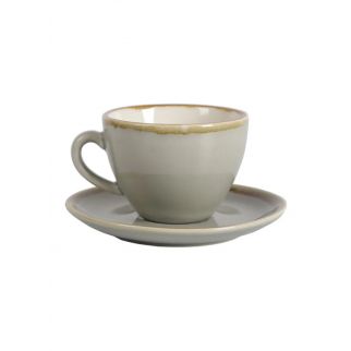 220mL Kiln Coffee Cups and Saucers: Perfect Set for Serving Your Favorite Brew with Elegance and Charm, Color Grey