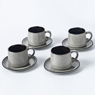 Four-Piece Ceramic Cup and Saucer Set: Featuring Kiln Glaze Changing Process Style 3