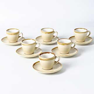 Set of Six 220ml Ceramic Coffee Cups and Saucers: Features Kiln Glaze Changing Process Style 9