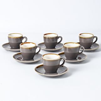 Set of Six 220ml Ceramic Coffee Cups and Saucers: Features Kiln Glaze Changing Process Style 16