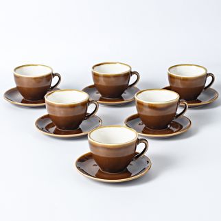 Set of Six 220ml Ceramic Coffee Cups and Saucers: Features Kiln Glaze Changing Process Style 4
