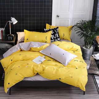 4-Piece Luxury Cotton Microfiber Bed Sheet Set: Includes 1 Comforter/Quilt Cover, 1 Flat Sheet, and 2 Pillowcases for Single 2.2m(220*240cm) Bed Style V