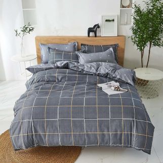 4-Piece Luxury Cotton Microfiber Bed Sheet Set: Includes 1 Comforter/Quilt Cover, 1 Flat Sheet, and 2 Pillowcases for Single 2.2m(220*240cm) Bed Style AB