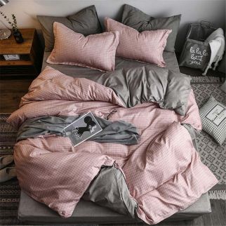 4-Piece Luxury Cotton Microfiber Bed Sheet Set: Includes 1 Comforter/Quilt Cover, 1 Flat Sheet, and 2 Pillowcases for Single 2.2m(220*240cm) Bed Style Q