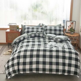 4-Piece Luxury Cotton Microfiber Bed Sheet Set: Includes 1 Comforter/Quilt Cover, 1 Flat Sheet, and 2 Pillowcases for Single 2.2m(220*240cm) Bed Style AA