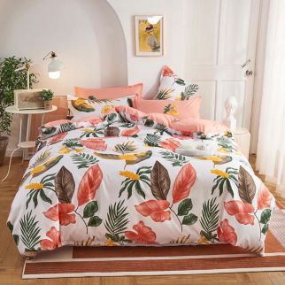 4-Piece Luxury Cotton Microfiber Bed Sheet Set: Includes 1 Comforter/Quilt Cover, 1 Flat Sheet, and 2 Pillowcases for Single 2.2m(220*240cm) Bed Style L