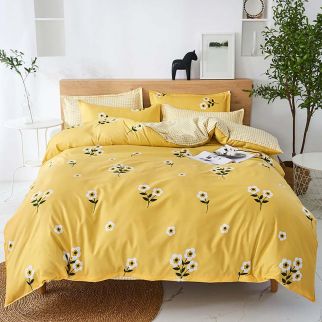 4-Piece Luxury Cotton Microfiber Bed Sheet Set: Includes 1 Comforter/Quilt Cover, 1 Flat Sheet, and 2 Pillowcases for Single 2.2m(220*240cm) Bed Style M