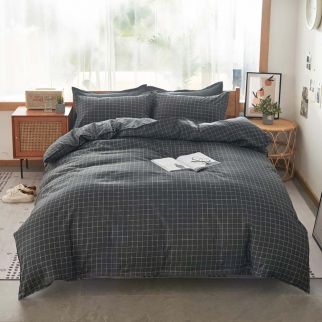 4-Piece Luxury Cotton Microfiber Bed Sheet Set: Includes 1 Comforter/Quilt Cover, 1 Flat Sheet, and 2 Pillowcases for Single 2.2m(220*240cm) Bed Style E