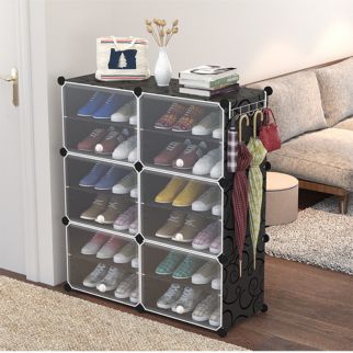 Assembled Black Shoe Cabinet: Featuring 2 Rows and 6 Floors for Ample Storage