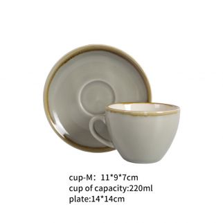 Ceramic coffee cups and saucers with a capacity of 220 ml