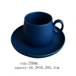 Big Belly Cup and Plate Set, 250ml, perfect for enjoying beverages and snacks in style, Blue Color