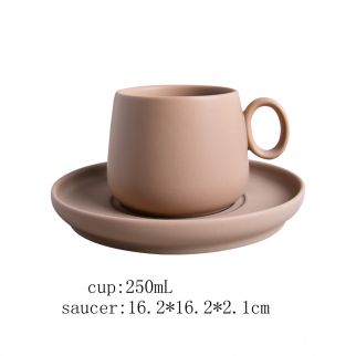Big Belly Cup and Plate Set, 250ml, perfect for enjoying beverages and snacks in style, Brown Color
