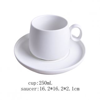 Big Belly Cup and Plate Set, 250ml, perfect for enjoying beverages and snacks in style, White Color