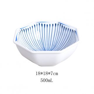 Line Octagonal Bowl, 6.5 Inches, offers a unique and modern design, perfect for serving snacks, desserts, or condiments.