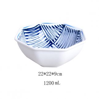 The 8-inch Curved Octagonal Bowl is an elegant addition to your tableware, ideal for serving salads, snacks, or desserts.