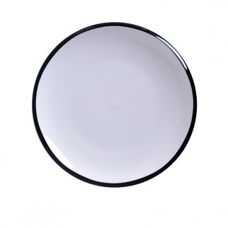 Watanabe Shallow Plate, 8-inch: A minimalist and elegant plate designed by Watanabe, ideal for serving appetizers or small dishes, Color Black