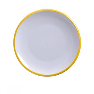 Watanabe Shallow Plate, 8-inch: A minimalist and elegant plate designed by Watanabe, ideal for serving appetizers or small dishes, Color Yellow
