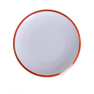 Watanabe Shallow Plate, 8-inch: A minimalist and elegant plate designed by Watanabe, ideal for serving appetizers or small dishes, Color Red