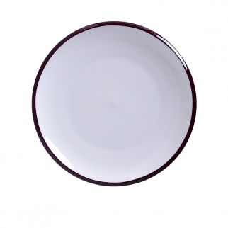 Watanabe Shallow Plate, 8-inch: A minimalist and elegant plate designed by Watanabe, ideal for serving appetizers or small dishes, Color Dark Brown