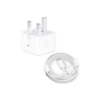 White wall charger for iPhone with Type-C port and Type-C cable included