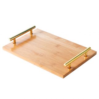 Creative Wooden Ornaments Tray with Simple Modern Metal Handle: Versatile for Household Multi-purpose Use