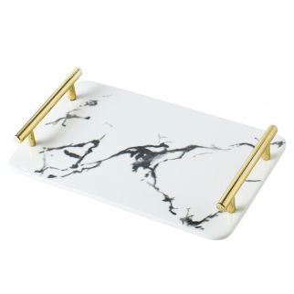Creative Ceramic Decoration Tray with Simple Modern Metal Handle: Versatile for Household Multi-purpose Use Style 2