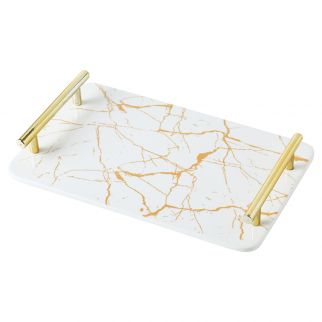 Creative Ceramic Decoration Tray with Simple Modern Metal Handle: Versatile for Household Multi-purpose Use Style 1