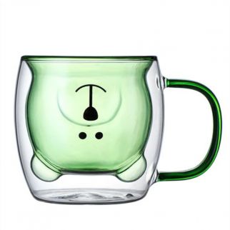 Double Glass with Handle: Inverted Bear Shape Design, Perfect for Unique and Creative Drinking Experience Style A
