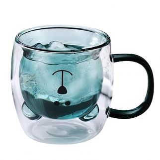 Double Glass with Handle: Inverted Bear Shape Design, Perfect for Unique and Creative Drinking Experience Style B
