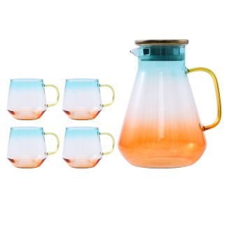 Nordic Household Light Luxury Glass Big Belly Kettle and Cup Set: Includes One Pot and Four Cups Style 3