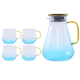 Nordic Household Light Luxury Glass Big Belly Kettle and Cup Set: Includes One Pot and Four Cups Style 4