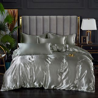 GOOTOY 4-Piece Duvet Cover Set, Quilt Cover Set, Soft Touch & Comfortable, Imitated Silk Fabric, Polyester Fabric, with Fitted Sheet, 2.0m Bed Style 2