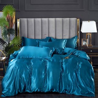 GOOTOY 4-Piece Duvet Cover Set, Quilt Cover Set, Soft Touch & Comfortable, Imitated Silk Fabric, Polyester Fabric, with Fitted Sheet, 2.0m Bed Style 3