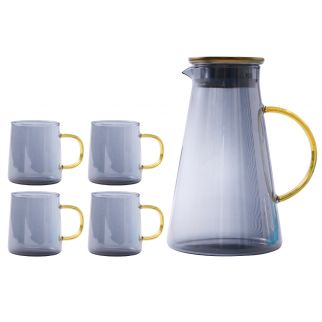 Nordic Household Light Luxury Glass Kettle and Cup Set: Includes One 1880 ML Pot and Four 315 ML Cups Style 5
