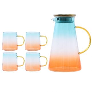 Nordic Household Light Luxury Glass Kettle and Cup Set: Includes One 1880 ML Pot and Four 315 ML Cups Style 3