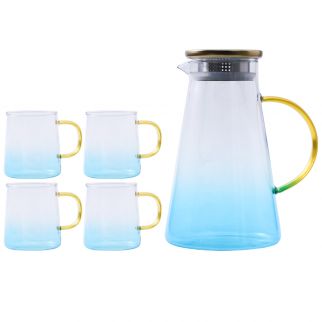 Nordic Household Light Luxury Glass Kettle and Cup Set: Includes One 1880 ML Pot and Four 315 ML Cups Style 1