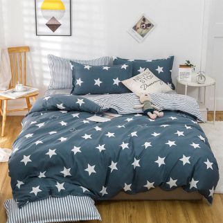 Style 15: Sharpdo 4-Piece Soft Polyester Bed Sheet Set includes 1 Quilt Cover (200*230cm), 1 Flat Sheet, and 2 Pillowcases.