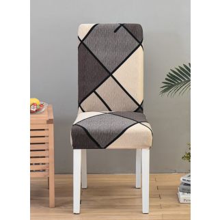 Simple Geometric Printed Chair Cover Set: Stretchable and All-Inclusive for Year-Round Use
