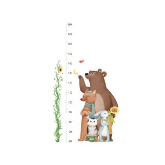 Adorable Cartoon Animal Height Wall Sticker: Featuring Bears and Foxes, Decorative and Fun, Size 30*90cm