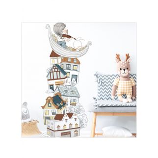 Bunny Hand-Painted Wind House Decoration Sticker: Moon Girl Theme, Size 45*30cm, Ideal for Adding Charm to Any Space