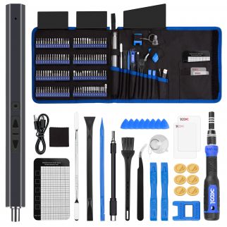 Electric screwdriver set with 150 pieces, including 120 magnetic bits, featuring two gears torque power, rechargeable for use on electronics, computers, laptops, phones, PCs, and game consoles