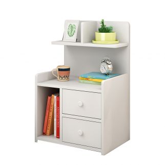 Sharpdo Nightstands: White Home Bedside Storage Cabinet with Shelf and 2 Drawers, Offering Ample Storage and Style