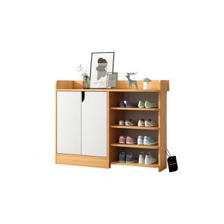 Simple Solid Wood Shoe Rack: Multi-layered Storage Shelf for Indoor Use, No-Door Design, Suitable for Various Home Settings